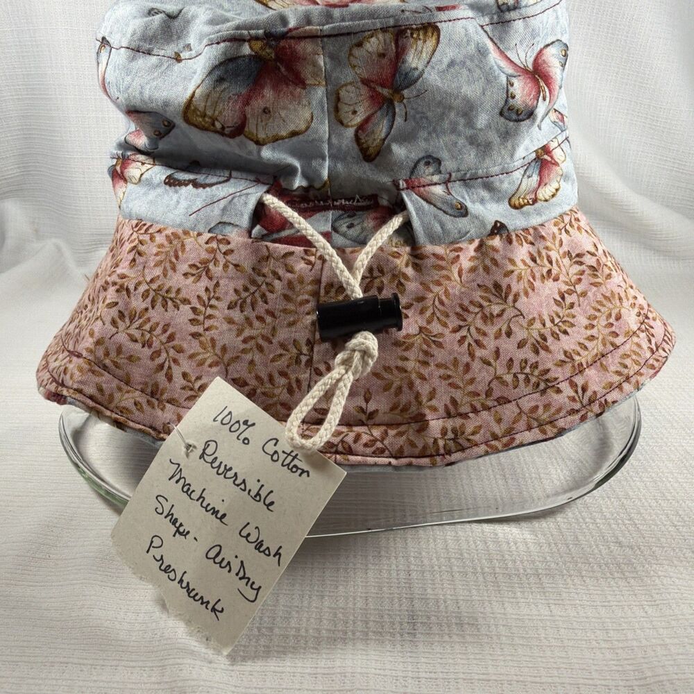 New Mad Hatter Port Townsend Handcrafted Reversible Bucket Hat Butterfly Floral - Picture 2 of 8